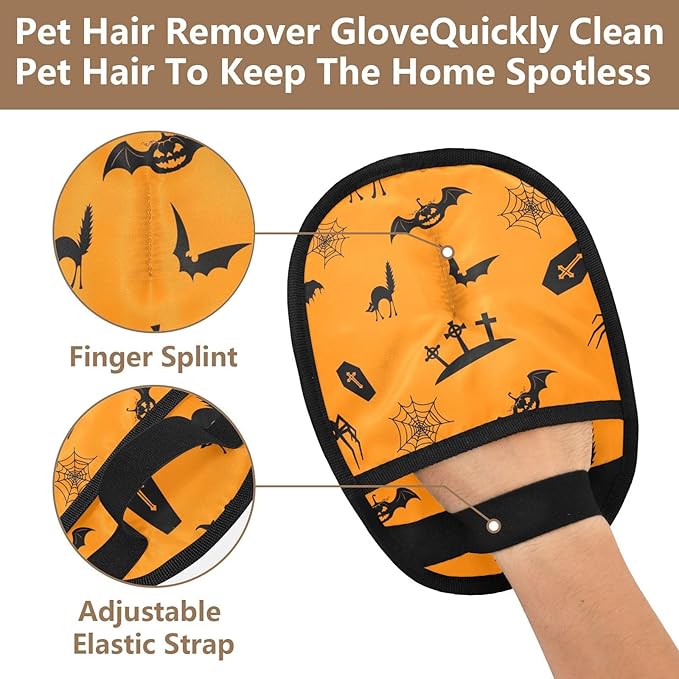 CHPGPUG Halloween Pet Hair Removal Glove for Cats & Dogs Reusable Pet Hair Removal Glove pet Hair Electrostatic Gloves