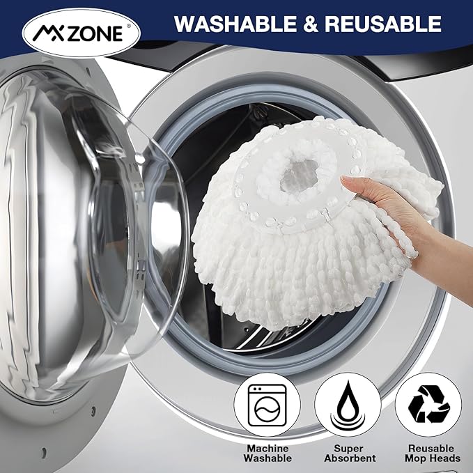 Spin Mop Replacement Head for Hurricane 360° Spin Mop Systems, Microfiber Spin Mop Head, Round Shape Standard Universal Size Magic Mop Refill, 3 Pack