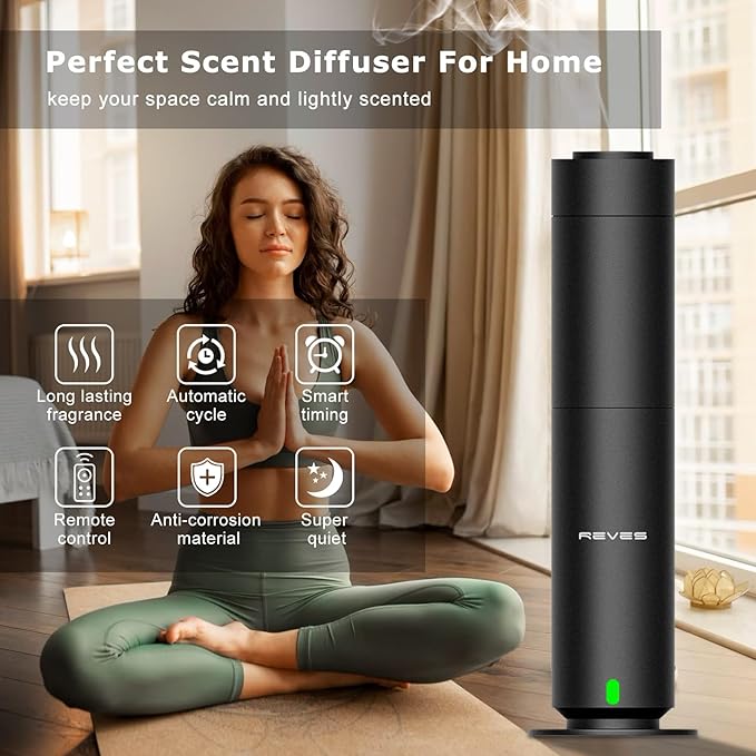 Hotel Diffuser Machine-Scent Air Machine for Home-Diffusers for Home-Waterless Essential Oil Diffusers-Studio Scent Diffuser-Large Room-Cold Air-Office Fragrance-App Remote Control - Black
