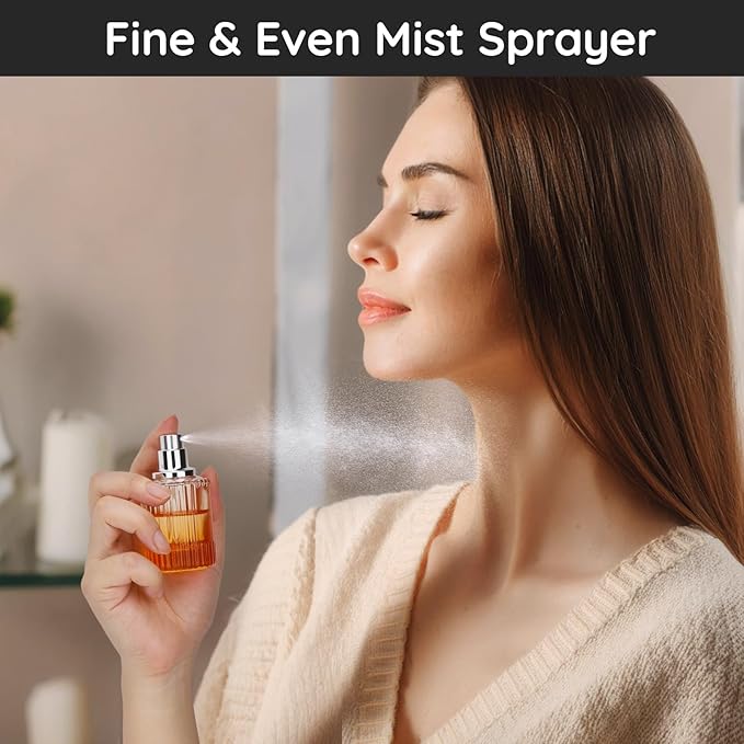 Segbeauty 1oz Refillable Perfume Atomizer, 30ml Travel Glass Spray Bottle for Perfume, Pack of 2 Small Travel Size Empty Bottles, Fine Mist Sprayer for Cologne Women and Men, Orange Liquid Container
