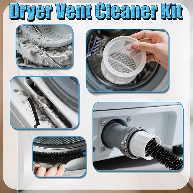 7 Pack Dryer Vent Cleaner Kit,Flexible Dryer Lint Brush Vent Cleaner，Dryer Cleaning Brush Vent Cleaner, Refrigerator Coil Cleaning Brush Clothes Trap Duct Remover, Household Cleaning Tools