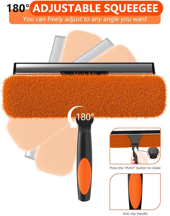 SKGPOLE 26FT Reach Window Squeegee for Window Cleaning Kit with 5-20 Foot Telescoping Extension Pole, 2 in 1 Window Squeegee, Cobweb Duster, Dust Kit Window Washing Kit for Car, Shower Glass Door