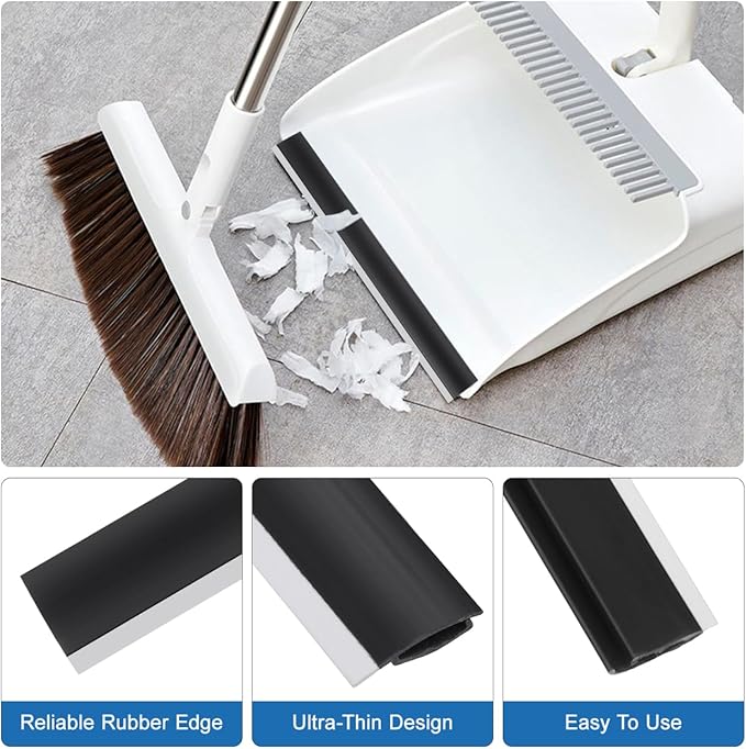 Angoily 4pcs Rubber Strip Replacement for Dustpan Dust Pan Edge Refill Inlet Pressing Strips, Dustpan Lip Replacement, Silicone Garbage Shovel Edge Protectors Rubber Lip Edge