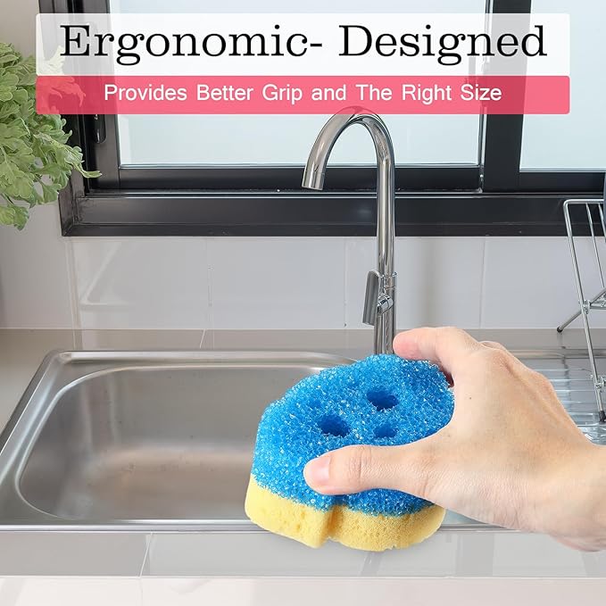 3 Pcs Dual Sided Scrub Sponge Multi Functional Cute Temperature Sensitive Non Scratch Dish Sponge for Washing Dishes Kitchen Bathroom(Dog)