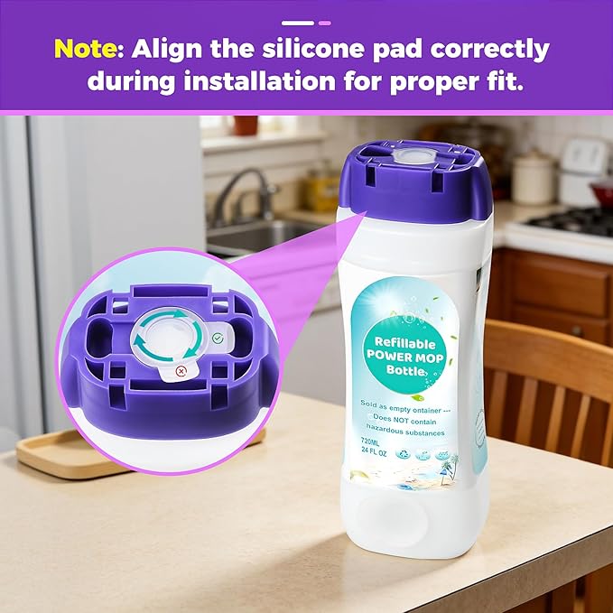 YFUARY Refillable Solution Bottle for Swiffer Power Mop, 720ML/24 FL OZ Leak-Proof Reusable Empty Cleaner Container, Universal Fit for Any Liquid Cleaner, Easy Install