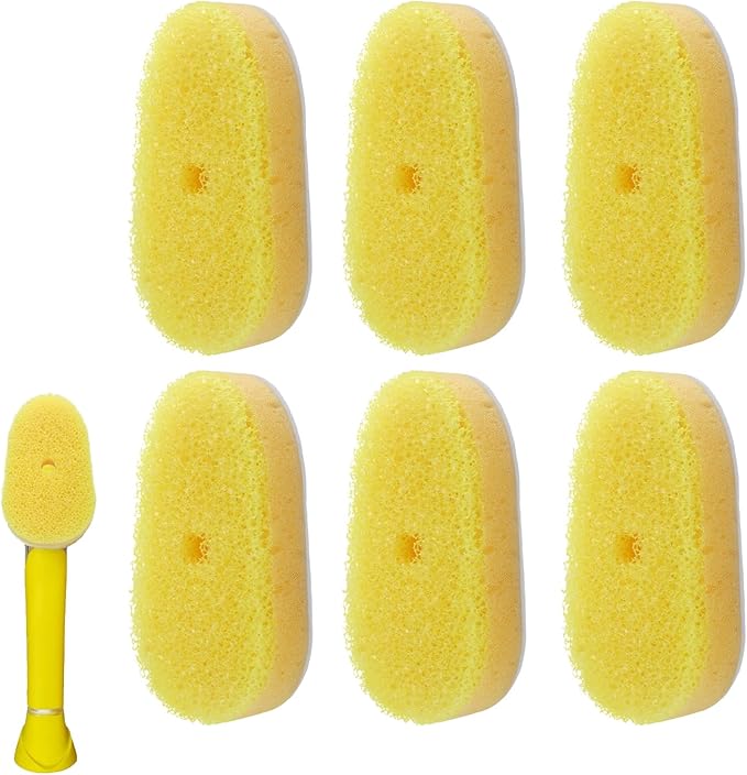 6 Packs Refill Heads Compatible with Dish Daddy,Non-Scratch Wand Refill Sponge Heads Compatible with Scrub Daddy,Upgrade Much Thicker and Durable