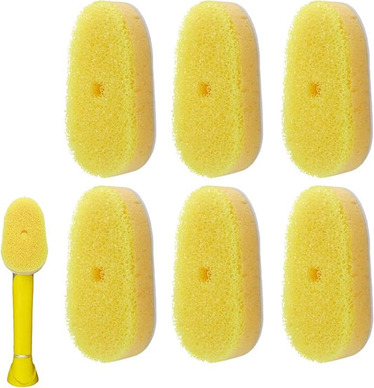 6 Packs Refill Heads Compatible with Dish Daddy,Non-Scratch Wand Refill Sponge Heads Compatible with Scrub Daddy,Upgrade Much Thicker and Durable