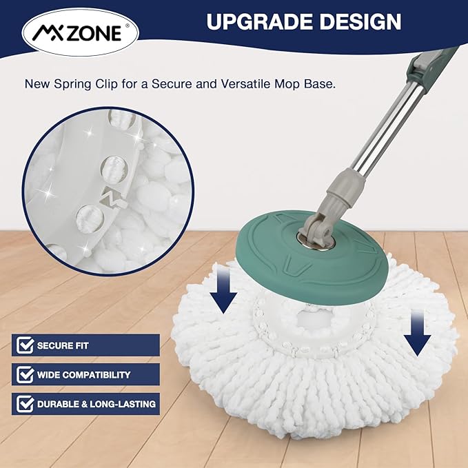 Spin Mop Replacement Head for Hurricane 360° Spin Mop Systems, Microfiber Spin Mop Head, Round Shape Standard Universal Size Magic Mop Refill, 3 Pack