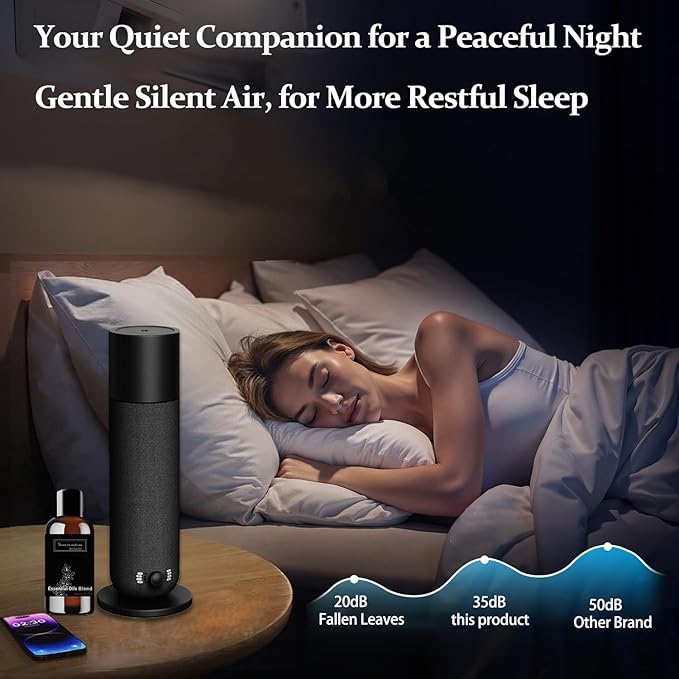 Smart Scent Air Machine for Home - Cold Technology Waterless Essential Oil Diffuser with Roy Tranquility Oil Set, Covers Up to 2000 Sq.Ft, Quiet Aromatherapy Machine for Hotel, Spa (Black)