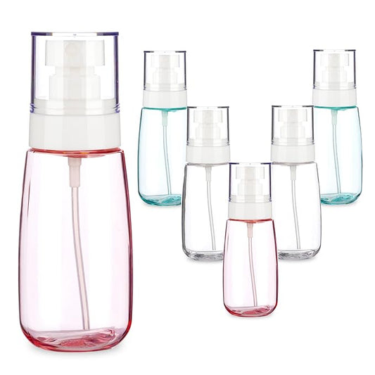 6 Pack 2.7oz/80ml Small Spray Bottle, Plastic Spray Bottles, Fine Mist Travel Spray Bottle for Hair and Face, with 9pcs Labels