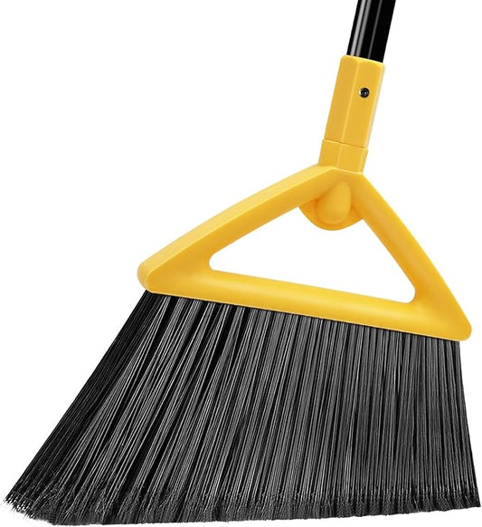 PUTNATRUE Heavy Duty Commercial Broom, Upgraded Angle Broom for Sweeping Indoor and Outdoor, Perfect Yellow Broom of Kitchen, Garage and Courtyard, Livingroom