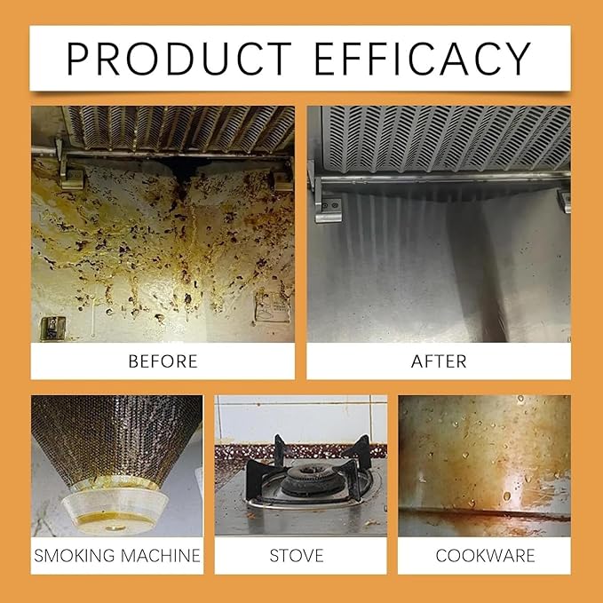 Powerful Kitchen Grease Cleaner, Powerful Clean Kitchen Oil Stains Spray, Heavy Duty Degreaser Cleaner Spray, All Purpose Heavy Oil Cleaning Agent, Kitchen Foam Cleaner Stubborn Stains Cleaner (1)