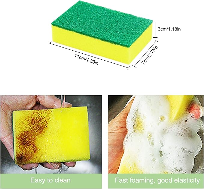 Sadocom 36 Pack Dishwashing Sponge Individually Wrapped, Non Scratch Scrub Sponges Scouring Pad for Household Cleaning, Sink, Pots, Pans, Kitchen,Hotel,Car.