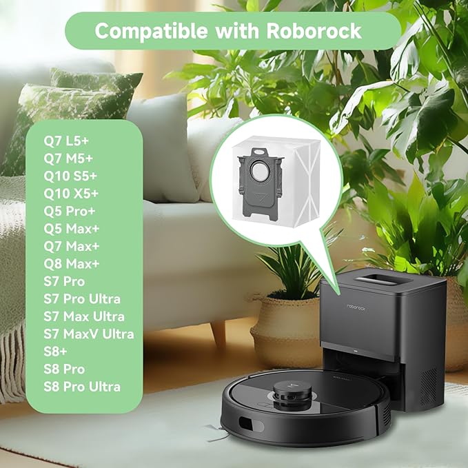 20 Pack Q7 M5+ Dust Bags for Roborock Q7 M5+, Q5 Max+, Q10 S5+, Q10 X5+, Q8 Max+, Q7 Max+, S7 Max Ultra, S8+ Robot Vacuum – Large Capacity Disposable Bag Accessories