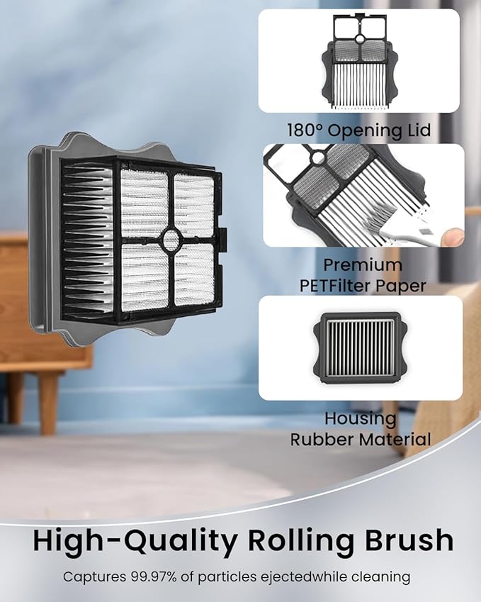 (6pcs) Replacement Brush Rollers & HEPA Filters For Tineco Floor ONE S5/Floor One S5 Pro 2 Wet Dry Vacuum Cleaner, Replacement Parts Accessories Kit Inclue 3 Vacuum Filter, 2 Brush Rollers