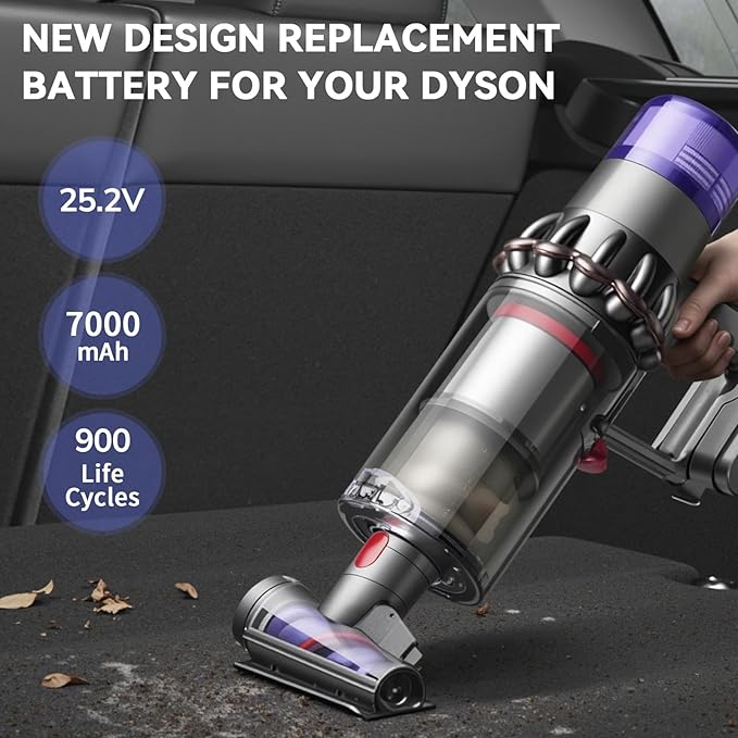 Morpilot 25.2V 7000mAh Upgrade Replacement Battery for V11, Compatible with V11 V15 SV15 SV16 SV22 970425-01 Vacuum Cleaner, Includes 2 Filters(Only Available for Click-in Style)