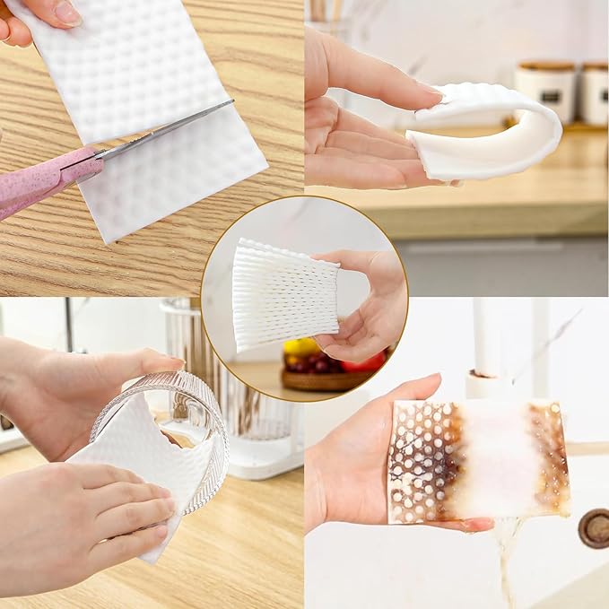Magic Sponge Eraser Sheets, 52Pcs All-Purpose White Melamine Sponge Convex Point Disposable Magic Cleaning Wipes for Furniture Kitchenware, Hard-to-Reach Places, Shoe