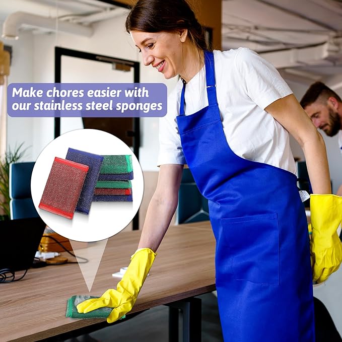 Qianyu 30 PCS Steel Scrub Sponges Steel Scrubber for Dishes Wash Dish Sponge Non-Scratch Cleaning Sponges Scrubbing Pads Heavy Duty Scrubber Hard Surface Cleaning Tool for Kitchen Dish Pan Pot Stains
