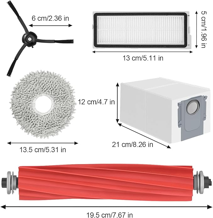 DrRobor 23PCS Replacement Accessories Kit Compatible with Roborock Qrevo S/Qrevo Pro/Qrevo MaxV/Qrevo Plus Include Main Brush, HEPA Filters, Mop Pads, Side Brushes, Dust Bag and Cleaning Tools