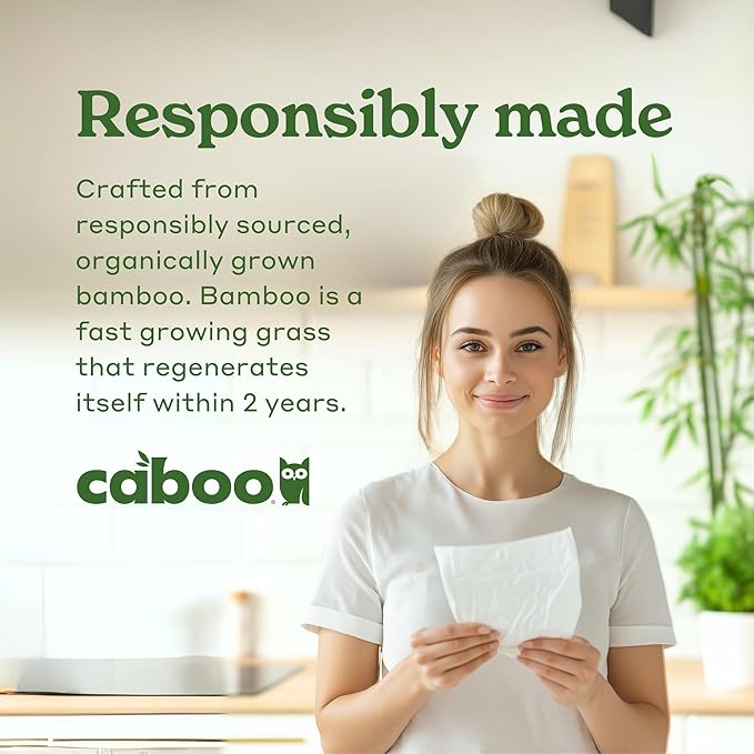 Caboo Tree Free Dinner Napkins - 4 Packs of 150, 600 Total Paper Napkins, Sustainable and Disposable White Napkin