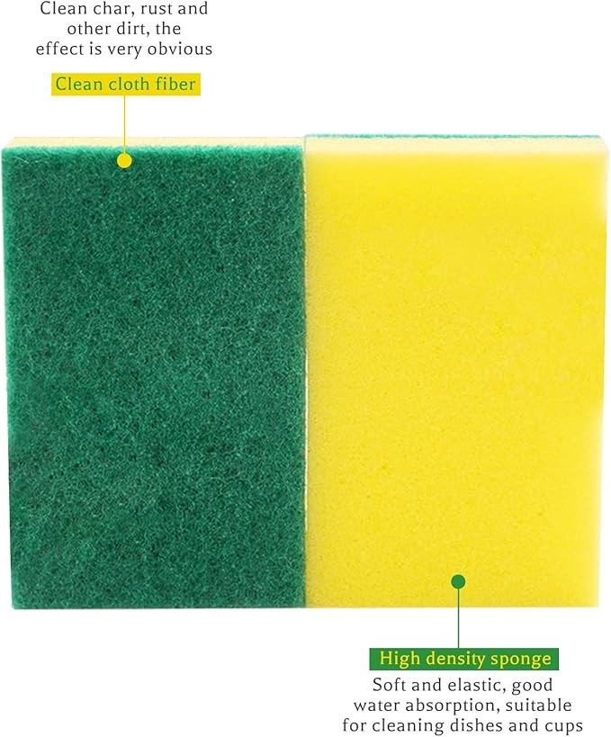 GWZiehory 30 Pack Kitchen Sponges Individually Wrapped, Non-Scratch Scouring Pads Bulk Scrub Sponges for Cleaning Kitchen and Household, Car, Dish Sponge for Apartments Hotel