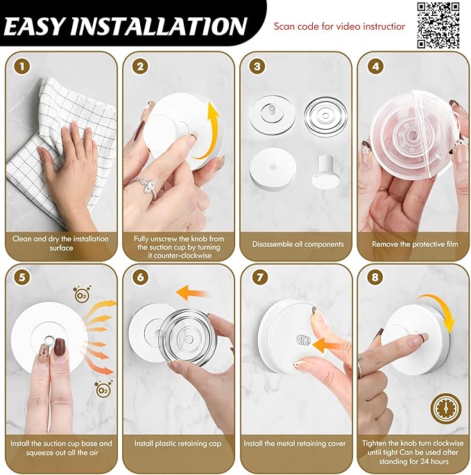 MOTAIPEAK Suction Cup Hooks for Shower,Removable Shower Towel Suction Hooks for Bathroom Wall,Kitchen,Glass,Mirror,Tile to Hang Robes,Loofah-White(4-Pack)