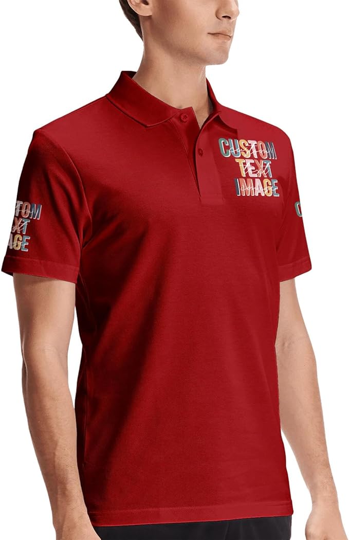 Personalised Polo Shirt Custom Work Shirts for Men Women Printed Text or Logo Working Top, Casual Wear, and Sports Teams