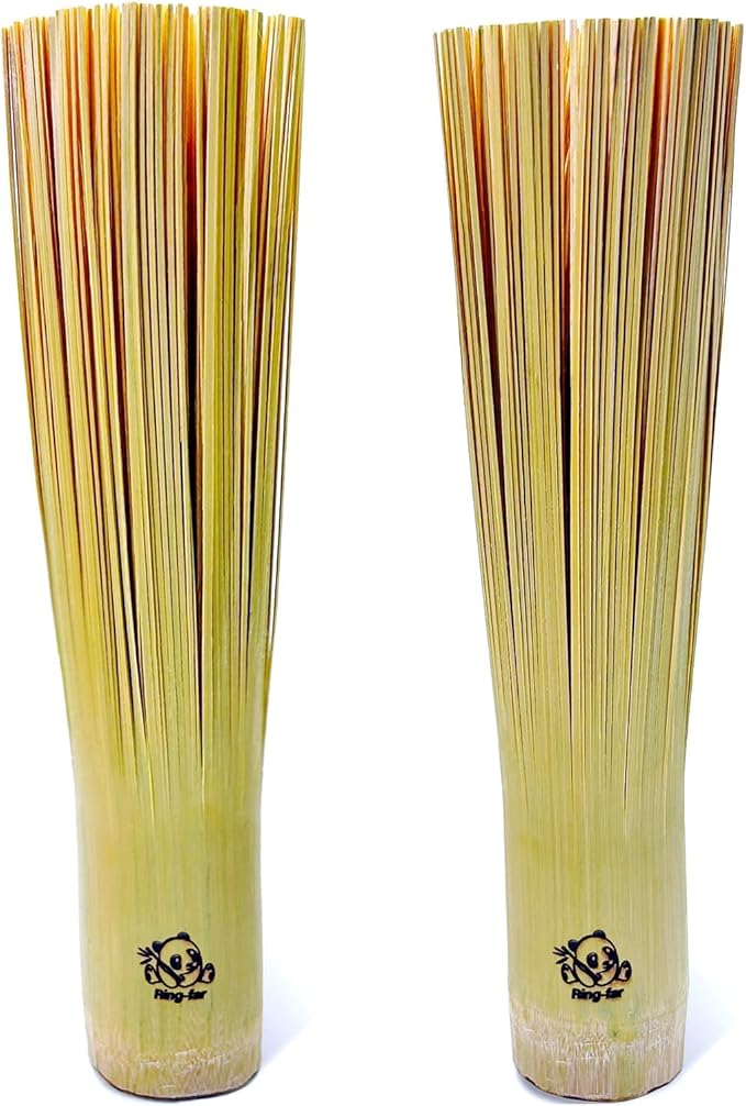 Ring-far Handmade Bamboo Wok Brushes 2 Pack – 100% Natural, No Metal, Eco-Friendly Scrubbers for Carbon Steel & Cast Iron Woks, Pans, Dishes, Teapots(for Small Pot use)