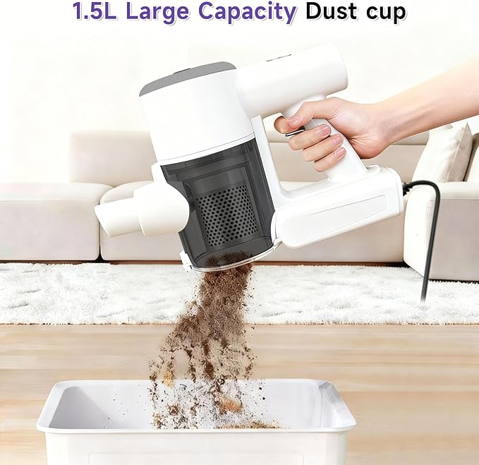 POMBEU Corded Stick Vacuum Cleaner， Hardwood Floor Vacuum, 600W Powerful Hard Floor Vacuum Cleaners， Powerful Upright Corded Vacuum Cleaner Suitable for Hair, Pet Hair, Wood Floors， Tile Floors Dorm
