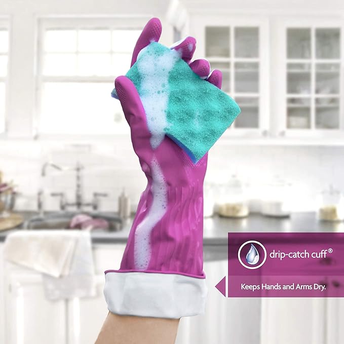Playtex Living Reuseable Rubber Cleaning Gloves (Large, 2 Pairs), Premium Protection Reusable Household Gloves
