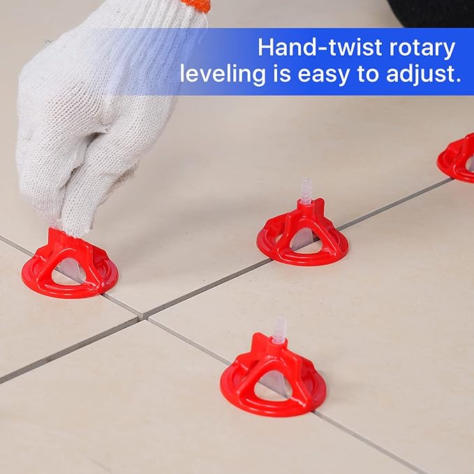 HRGGN Professional Tile Leveling System Kit，Anti-Loosening Spacers/Wall, Bathroom Tiling - 1/8" Precision Alignment & Grout Spacing Tools(100caps+300base, 1/8)