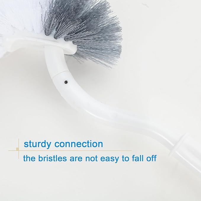 Ryhiac 2 Pack Curved Toilet Bowl Brush Without Holder for Bathroom, Compact Toilet Brush Durable Under The Rim Household Deep Cleaning Brushes (White Toilet Brush Without Holder)