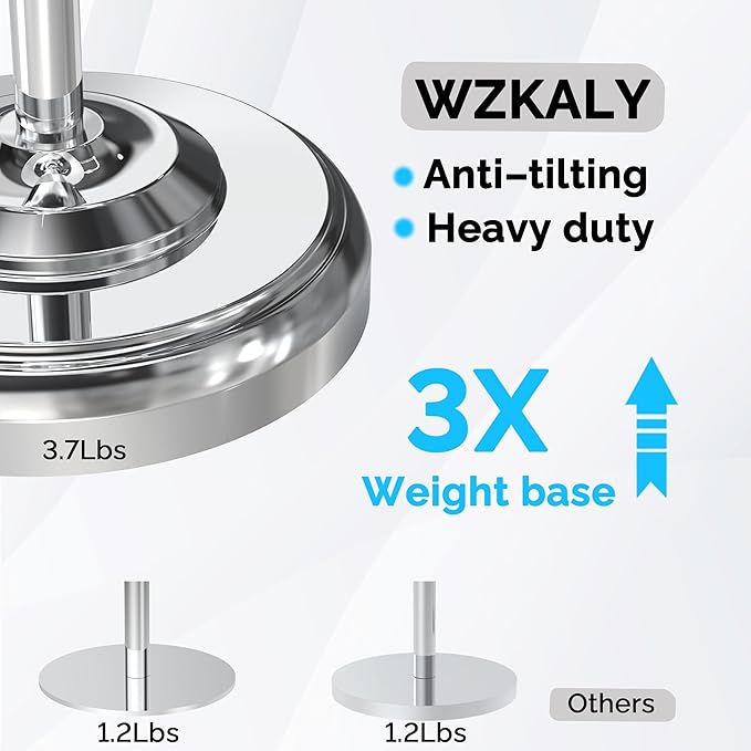 WZKALY Freestanding Toilet Paper Holder Stand with Storage – Holds 4 Extra Rolls – Chrome Toilet Paper Holder for Bathroom – Sturdy Base, Classic Retro Style, Space-Saving Bathroom Storage Organizer