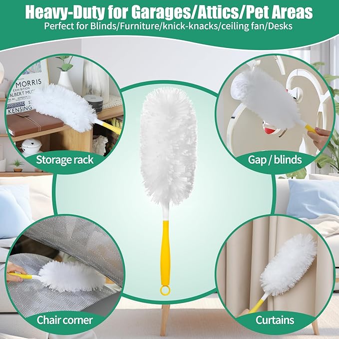 Senowi 60 Count Electrostatic Duster Refills Compatible with Swiffer Duster, Multi-Surface Dusting Refills, Microfibre Feather Dusters for Cleaning, White Unscented