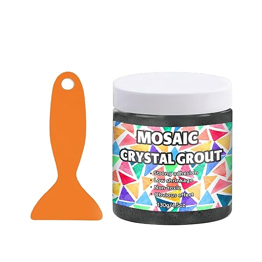 OOTDART Mosaic Crystal Grout, Mosaics Tile Tools, Mosaic Tile Accessories – Essential for Handmade Grouting and Perfect for DIY Craft Projects (Dark Gray, 4.5oz)