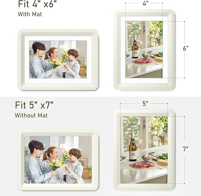 2-Pack 5x7 Picture Frame or 4x6 with Mat – Shatterproof Plastic Photo Frame for Family, Nursery, and Playroom, Wall & Tabletop Picture Frames for Home, Office, Safe & Lightweight Design in Cloud Gray