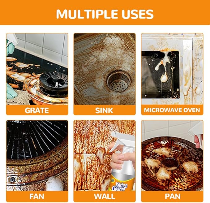 Kitchen Foam Cleaner, 2025 New All-Purpose Cleaner, Portable Grease Remover for Home Kitchen, Durable Stove Cleaners for Restaurant, Easy Clean Pot and Pan Cleaners for Housewife (2)