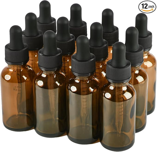 12 Pcs, 1oz Amber Glass Eye Dropper Bottle, Tincture Bottles with Leak-Proof Design, Stronger Suction, for All Kinds of Mixed Liquids