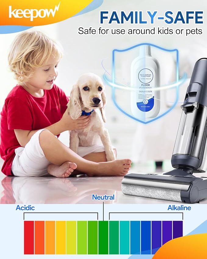 KEEPOW Floor Cleaner Solution 1000ml (2-Pack, Unscented) - Compatible with Tineco/Roborock Vacuum Mops & Floor Cleaner Solution, Residue & Streak Free for All Robot & Cordless Wet Dry Vacuums