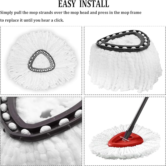 Yeeson Spin Mop Replacement Head, 8 Pack Mop Refill Compatible with Ocedar Triangle Swivel Mops for House Cleaning and Floor Mopping
