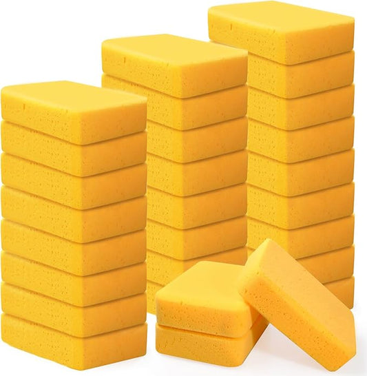 30 Pcs Large Sponges Bulk 7.5 x 5.5 x 1.9 Inch Yellow Grouting Sponge Non-Scratch Scrubber Car Wash Thick Heavy Duty Scrub Sponges Multifunctional Sponge for Cleaning Dishes Car Tile Crafts Supplies