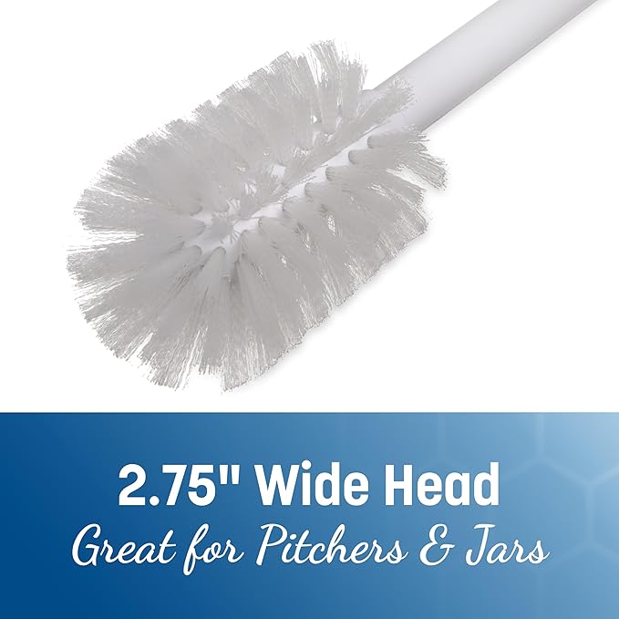 SPARTA Large Water Bottle Brush Ideal for Wide-Mouth Jars, Bottles and Tumblers, Dishwashing Tool with Handle for Home and Commercial Kitchens, Plastic, 12 Inches, White