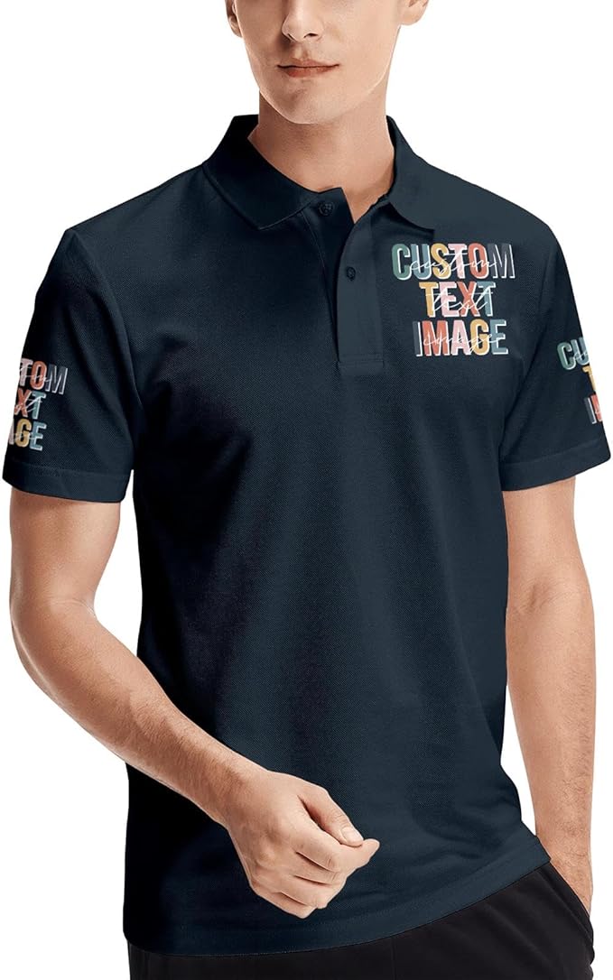 Personalised Polo Shirt Custom Work Shirts for Men Women Printed Text or Logo Working Top, Casual Wear, and Sports Teams