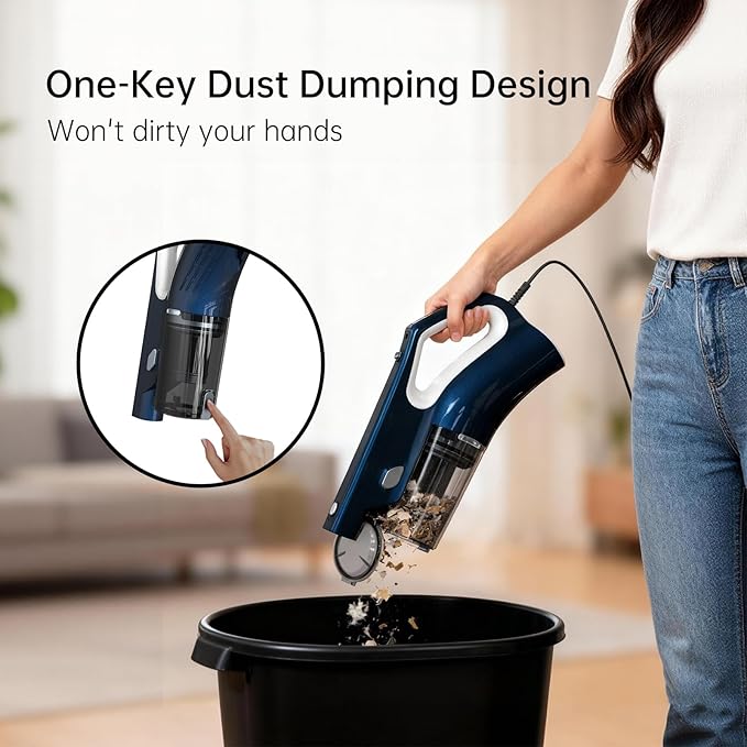 Sancorp Corded Stick Vacuum Cleaner for Home Pet Hair, 600W 16.7Ft Cable Ultra-Lightweight Vacuum Cleaner with Powerful Suction for Carpet Tile and Hard Floor Handheld Vac(VA002)