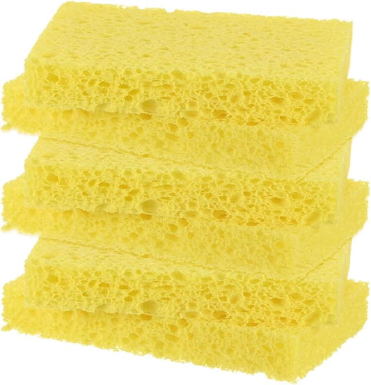 M METERXITY 6-Pack Kitchen Sponges, Condense Eco Cellulose Non-Scratch Scrub Heavy Sponge for Kitchen/Household/Bathroom, Clean Tough Messes Dish Scrubber [Yellow]