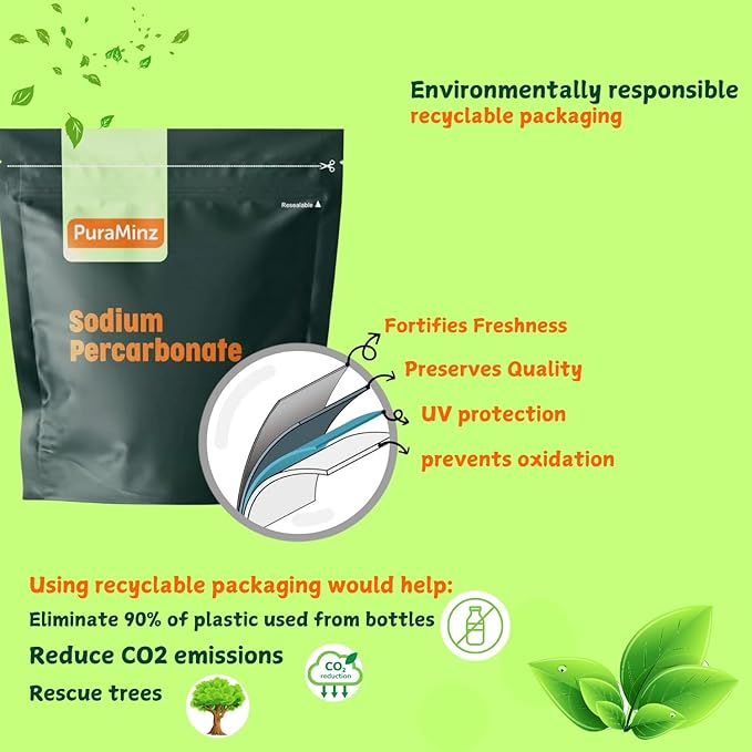 Sodium Percarbonate - 10 Pound - Premium Oxygen Bleach Powder - Solid Hydrogen Peroxide - Multipurpose Cleaner - Color Safe Laundry Stain Removal, Dishwasher, Deodorizer - Industrial Grade Strength