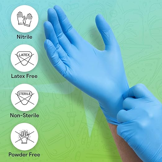 Medical Exam Blue Nitrile Gloves X Large 1000 Count - 3 Mil Powder and Latex Free Disposable Gloves - Case of 10 Boxes of 100