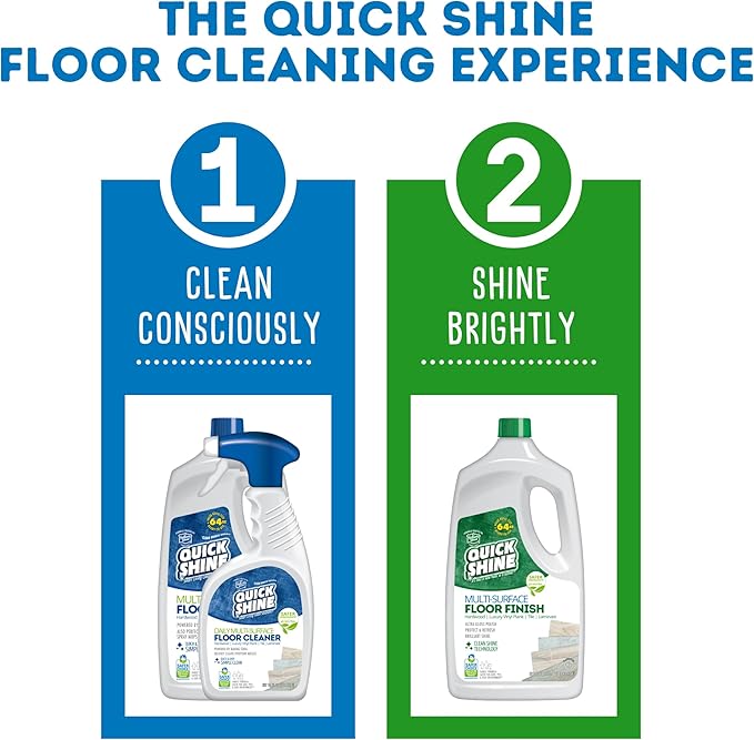 Quick Shine Multi Surface Floor Cleaner 64oz, Ready to Use-Streak Free-No Rinse, Use on Hardwood, Laminate, Luxury Vinyl Plank & Stone, Use in Spray Mops & Vac Mops, Safer Choice Cleaner