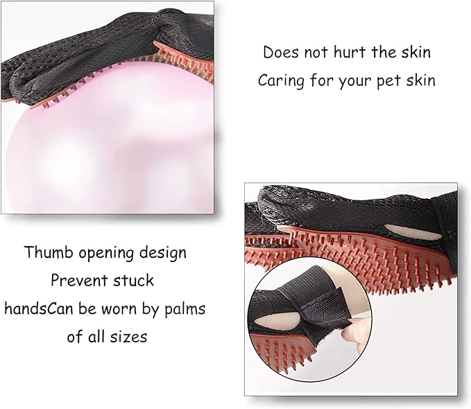 STARROAD-TIM Pet Grooming Glove Hair Remover Brush Gentle Deshedding Efficient Pet Mitt Pet Massage Gloves Left & Right Hand Draw Dogs Cats Horses Long Short Fur (1Pair Left & Right Hand)