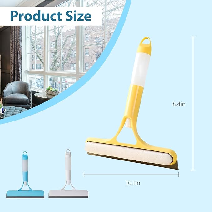 CUNBIYINA 3 in 1 Window Cleaning Scraper Shower Squeegee for Glass Doors Mirror with Sprayer Squiggy for Windshield Cleaner Tool Washing Spray Home Floor Scraper(Blue)